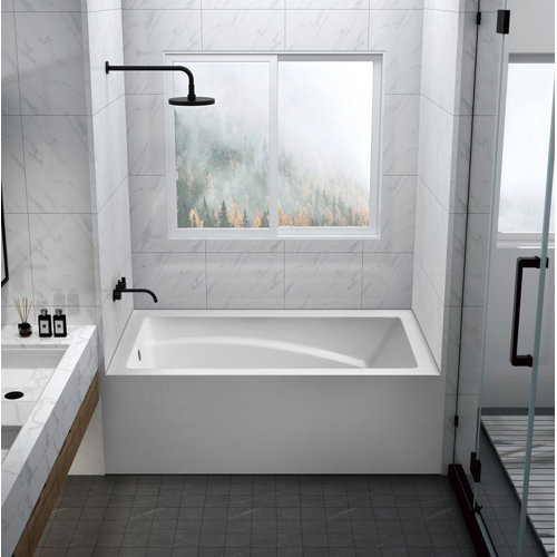 Kingston Brass Aqua Eden 60-Inch Acrylic Rectangular 3-Wall Alcove Tub ...